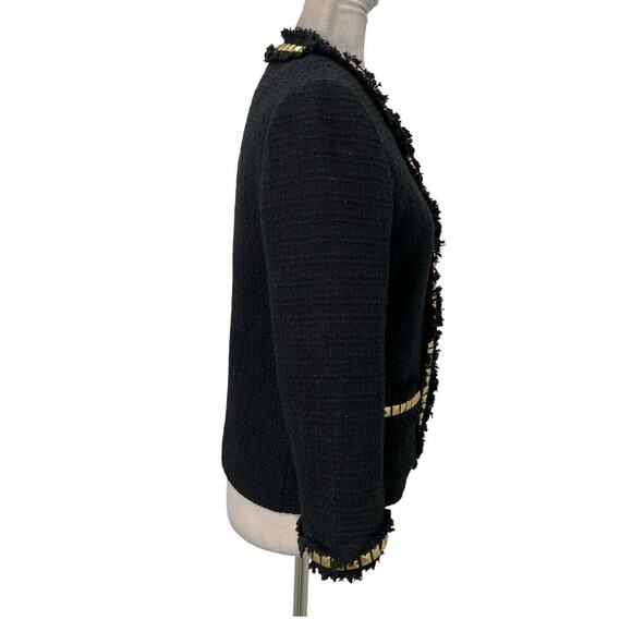 NWT Kate Spade Tabitha Tweed Wool Blazer Jacket Black Gold Studs Size 2 - Picture 6 of 7